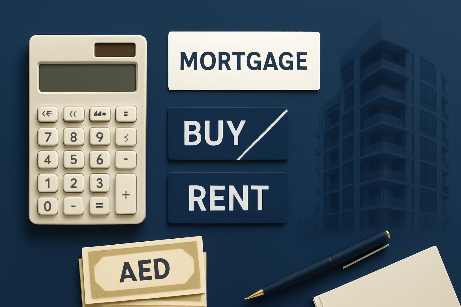 Dubai apartment with calculator and budget planning visuals