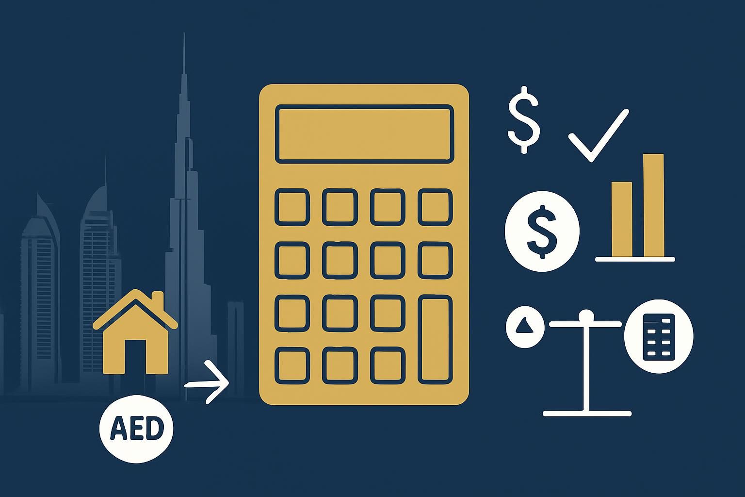 Dubai property yield comparison with calculator and AED budget visuals